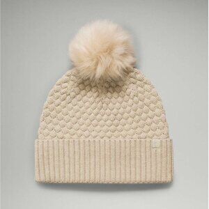 Lululemon Bubble Knit Pom Beanie — Heathered Raw Linen